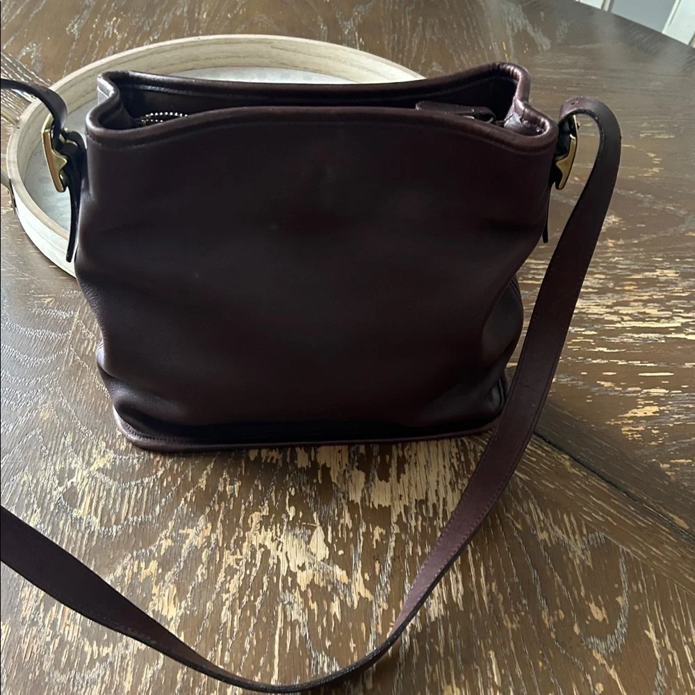 Rare🌹COACH Smooth Brown  Leather  Shoulder Bag! Bucket bag 6010 VTG Y2K